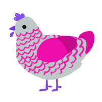 A silver and fuchsia chicken with a lace pattern