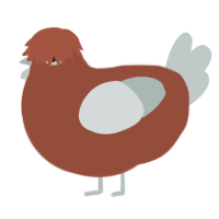 sad creature-, a russet and silver chicken