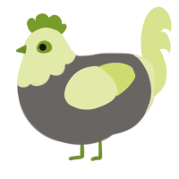A grey and lemon chicken with a head pattern