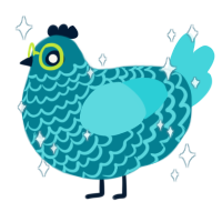 Titan, a sea and aqua chicken with a lace pattern