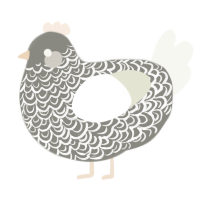 A ash and white chicken with a double-lace pattern