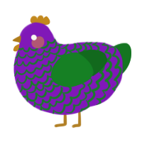 A violet and leaf chicken with a lace pattern