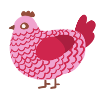 A pink and crimson chicken with a lace pattern