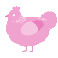 A pink chicken with a neck-speckle pattern