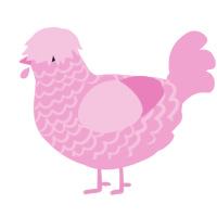 A pink chicken with a lace pattern