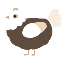 Chocolate Pudding, a bark and cream chicken with a head pattern
