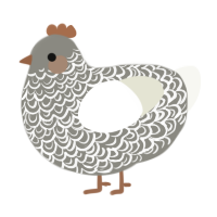 A ash and white chicken with a double-lace pattern