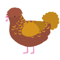 Nutmeg, a russet and ochre chicken with a half-lace pattern