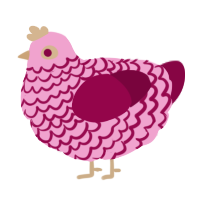 A pink and maroon chicken with a lace pattern