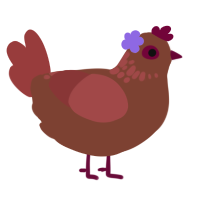 Marion, a russet and red chicken with a neck-speckle pattern