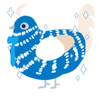 A sapphire and cream chicken with a bar pattern