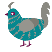 A teal and ash chicken with a bar pattern