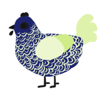 A navy and apple chicken with a double-lace pattern