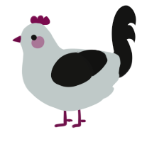 A silver and black chicken