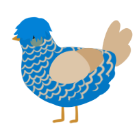 Polyphony, a sapphire and beige chicken with a lace pattern