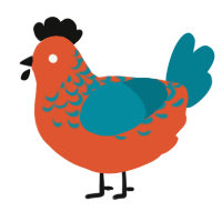 A vermilion and sea chicken with a half-lace pattern