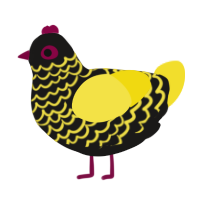 A sable and yellow chicken with a lace pattern