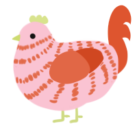 A rose and vermilion chicken with a bar pattern