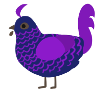 A navy and violet chicken with a lace pattern