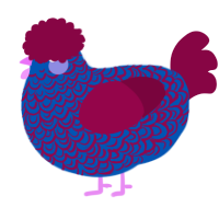 (unnamed), a ultramarine and maroon chicken with a double-lace pattern