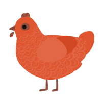 A vermilion chicken with a double-lace pattern