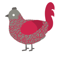 A ash and crimson chicken with a double-lace pattern