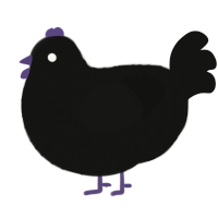 A black chicken with a lace pattern