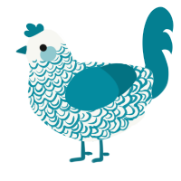 A white and sea chicken with a double-lace pattern