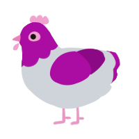 A mist and plum chicken with a head pattern