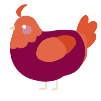 A maroon and vermilion chicken with a head pattern