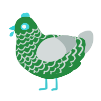 A viridian and silver chicken with a lace pattern