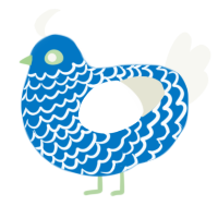 A sapphire and white chicken with a lace pattern