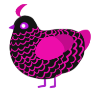 A black and fuchsia chicken with a lace pattern