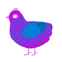 A amethyst and sapphire chicken with a lace pattern