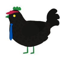 A sable and black chicken with a speckle pattern