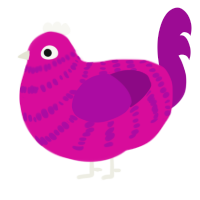 A fuchsia and plum chicken with a bar pattern