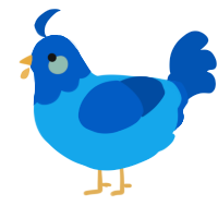 A sky and ultramarine chicken with a head pattern