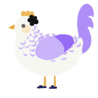 A white and lilac chicken with a half-lace pattern