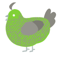A grass and ash chicken with a double-lace pattern