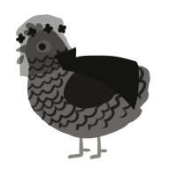 A grey and sable chicken with a lace pattern