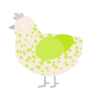 A cream and lime chicken with a speckle pattern