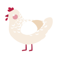A cream chicken with a half-lace pattern
