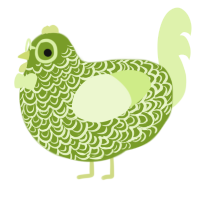 Matcha, a chartreuse and apple chicken with a double-lace pattern