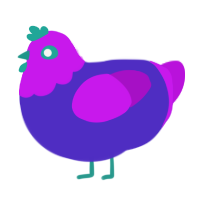 A indigo and amethyst chicken with a head pattern