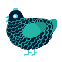 A tumblr and turquoise chicken with a lace pattern