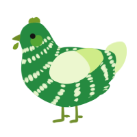 A viridian and apple chicken with a bar pattern