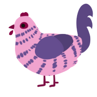 A pink and overcast chicken with a bar pattern