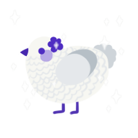 A white and mist chicken with a lace pattern