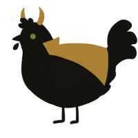 Faith in Persona, a black chicken with a speckle pattern