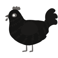 A black and sable chicken with a bar pattern